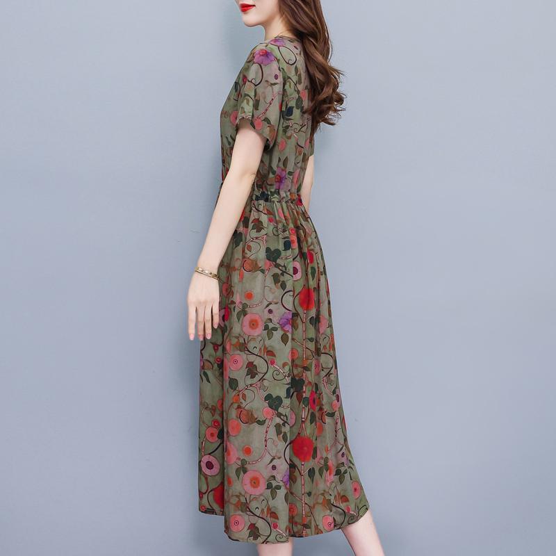 Elegant Women Dresses Summer Plus Size Vintage Clothes Short Sleeve Casual Long Dress