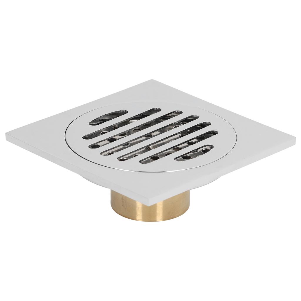 Shower Floor Drain Stainless Steel Copper Electroplated Round Lid Large Discharge Draining Part for