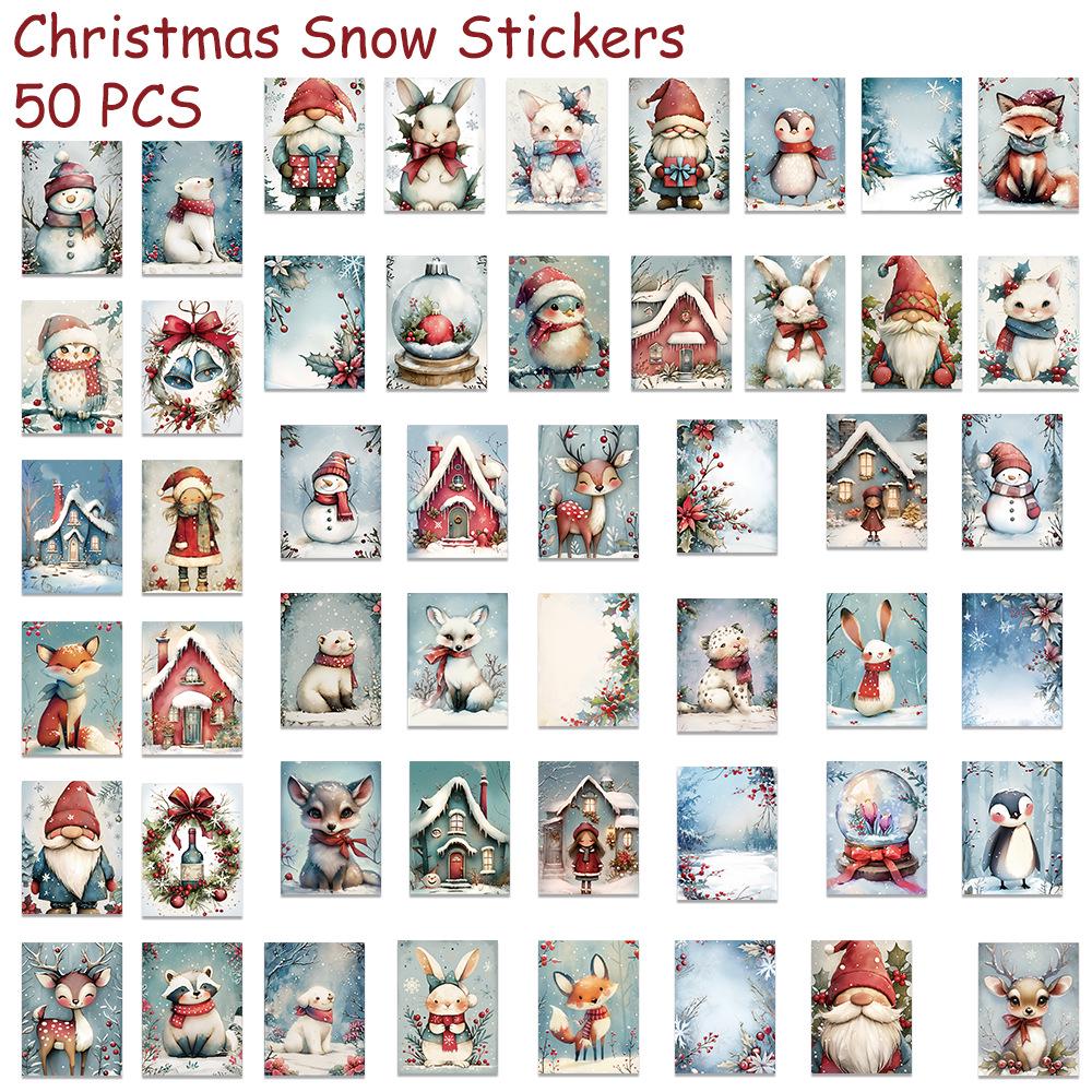 50pcs Christmas Snow Decals for Suitcases, Laptops & Phones - Waterproof & Creative Stickers Standard