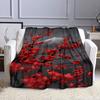 Red Blossom with Mountain Backdrop Patterned Flannel Blanket Perfect for the Bedroom Living Room, Sofa, or a Little Nap
