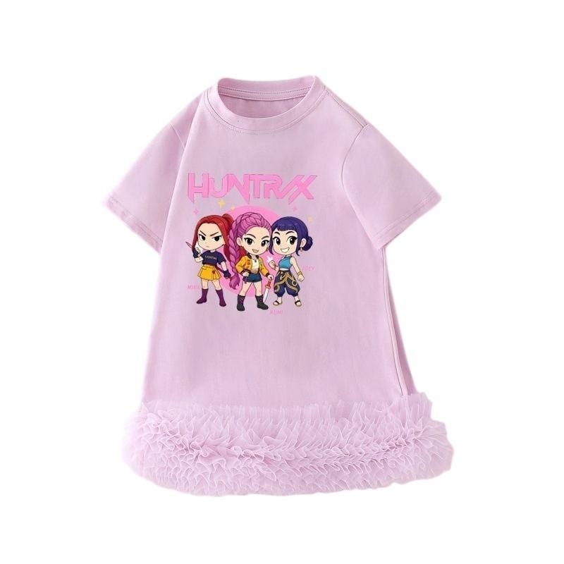 Vestido de Dibujos Animados de Manga Corta Rumi Zoey Mira Demon Hunters para Niñas