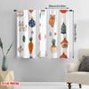 2pcs,2D plane printing Curtain Popular Christmas Tree Ornaments Collection Versatile Polyester (without rod) Festive for Kitchen