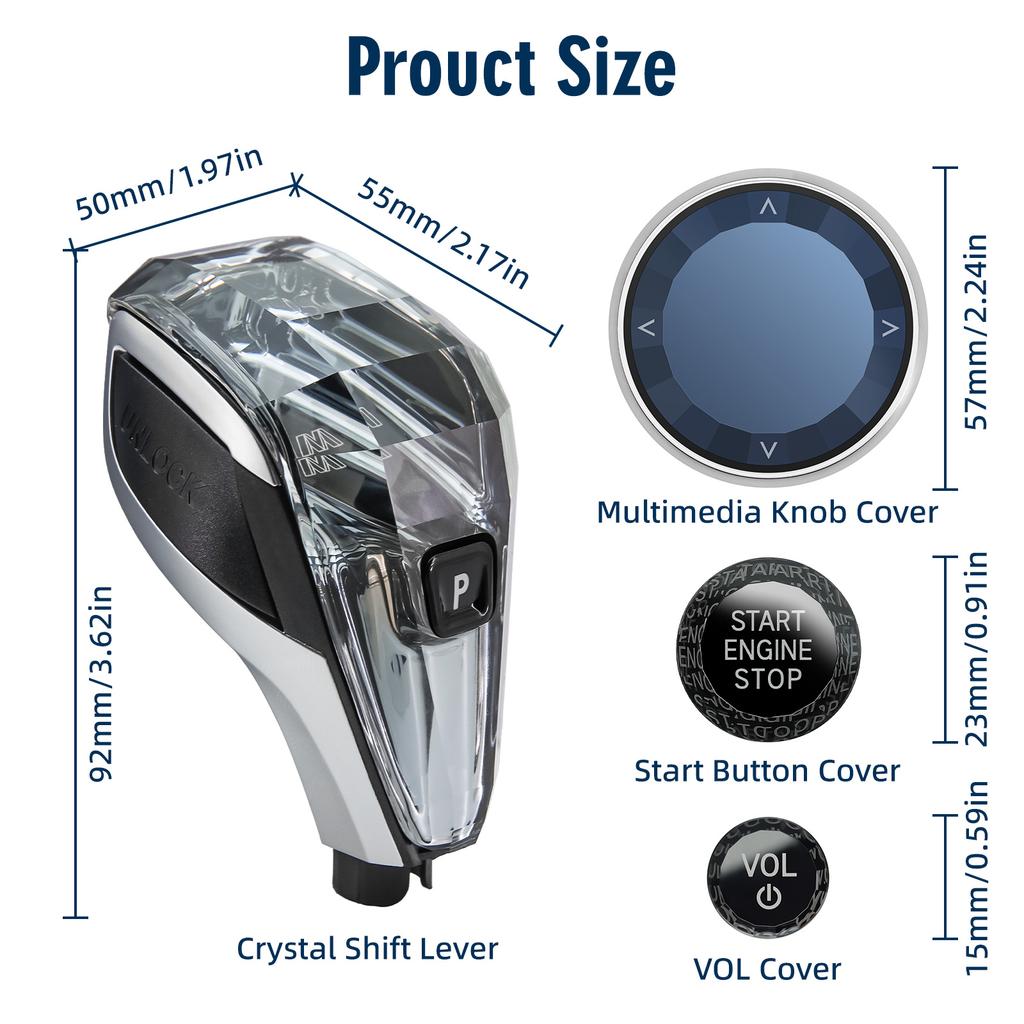 3 Piece Set Crystal Gear Shift Knob Lever 3 4 8 Series X3 X4 X5 X6 X7 Z4 I4 G26 G20 G16 G01 Psychedelic Crystal Gear Handle