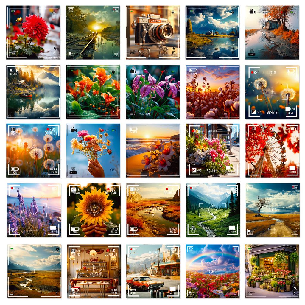 50 Photography Time Stickers Ins Art Landscape Graffiti Stickers Personality Creative Shein