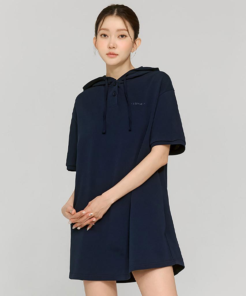 XEXYMIX Cozy Two-Button Hoodie Dress Xfk2Op1102