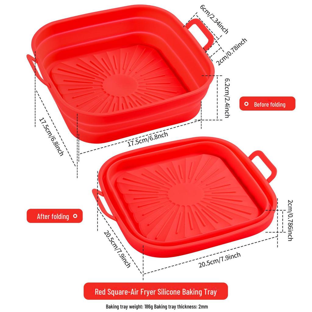 Odorless Silicone Air Fryer Liner: Square, Thick, Foldable Baking Tray