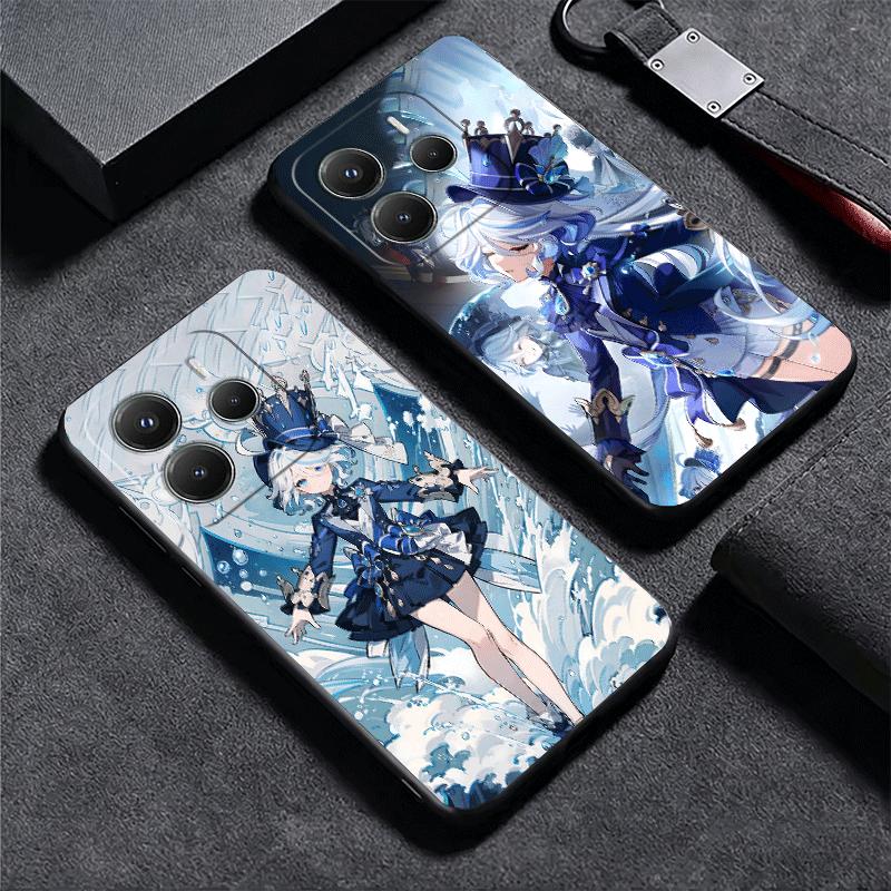 Genshin Impact Furina Soft Phone Case for Xiaomi Redmi Note 12 13 14 15 Pro Plus 11 12S 11S 11T 10 4G Black Cover Back Shell