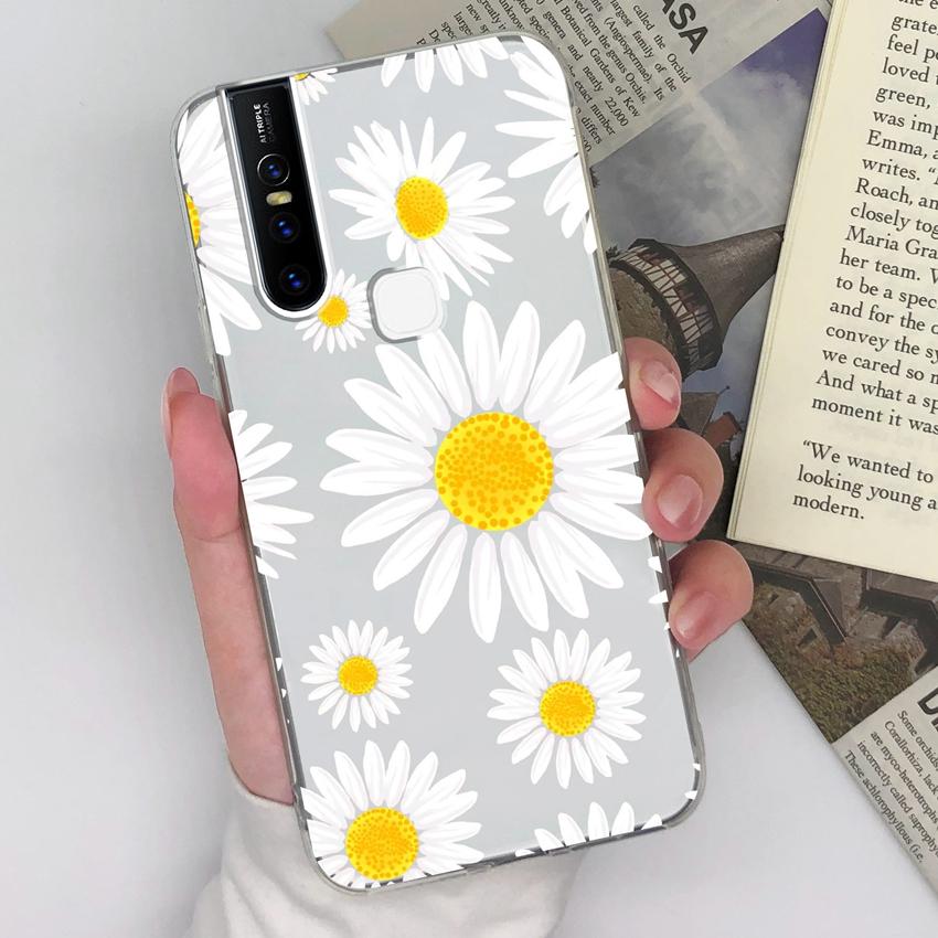 Phone Cover For Vivo V27 S15 U20 V15 V19 V20 V21 Elegant Flowers Patterns Transparent Silicone Anti Slip Durable Protective Shell For Vivo Bumper Case