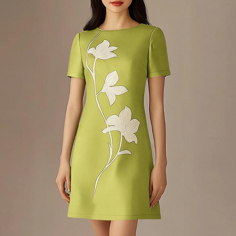 ZANZEA Women Elegant Casual Round Neck Short Sleeve Print Dress S