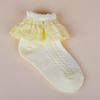 Kids Girls Fashion Solid Color Lace Trim Breathable Mesh Short Cotton Socks