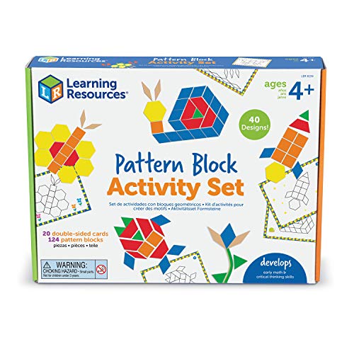 Learning Resources Pattern Block Activity Set, 124-Piece Plastic Block Set (LER6134), Authentic