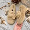 Winter fluffy shoes women's bow new velvet thickened beanie shoes fairy wind warm cotton shoes