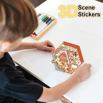 Ensemble d'autocollants pour maison Autocollant de dessin animé Pièce Fait main Autocollants pour maison Imperméables Autocollant pour maison Jouet éducatif pour Thanksgiving