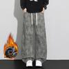 2026 Men's Loose Cotton Pants Fashion Brand Clothing Men Straight Casual Fleece Trousers Printed Vintage Streetwear Warm Pants