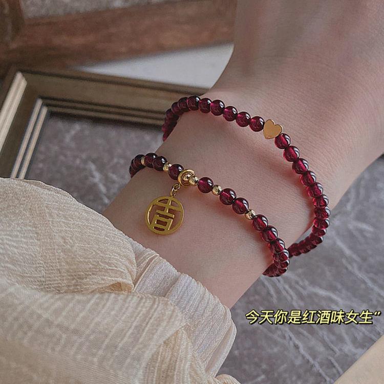 New natural garnet bracelet, crystal bracelet, elegant birthstone gift, new birthday gift, zodiac gift 【Peach Heart】Garnet s