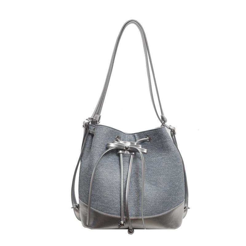 Premium Bundle Mouth Bucket Bag Women's 2025 New Trendy Fashion Backpack Niche Simple Casual Oblique Span Women's Bag