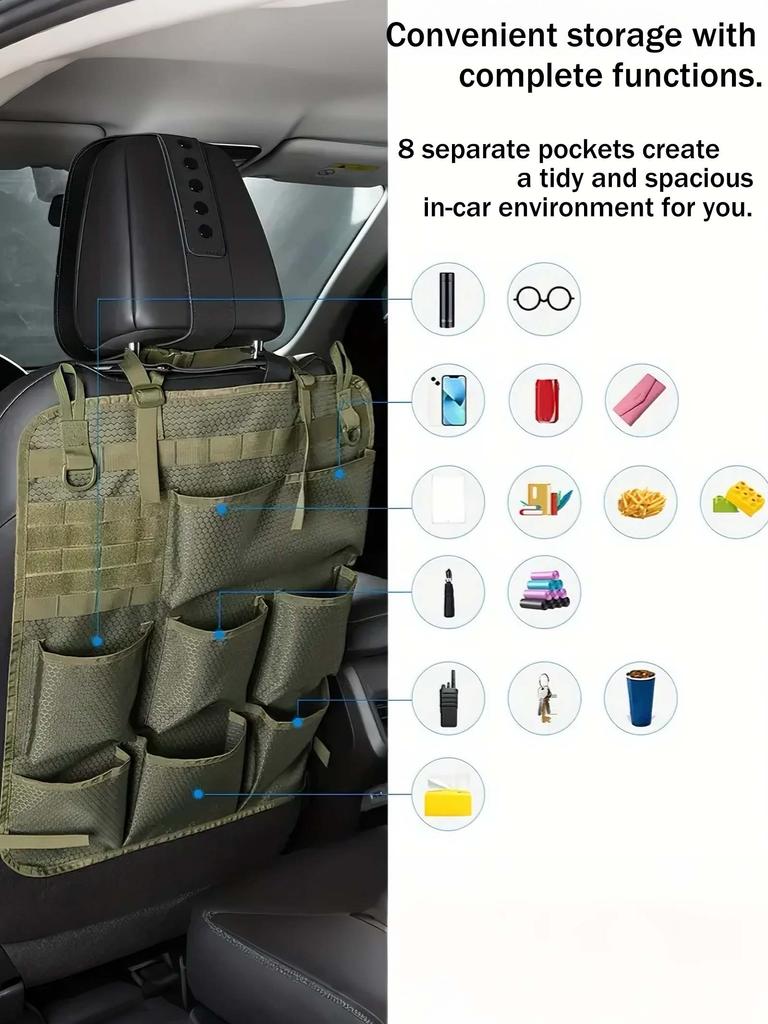 Car Seat Back Organizer, Universal Car Rear Seat Cover, Tool & Accessory Storage Bag