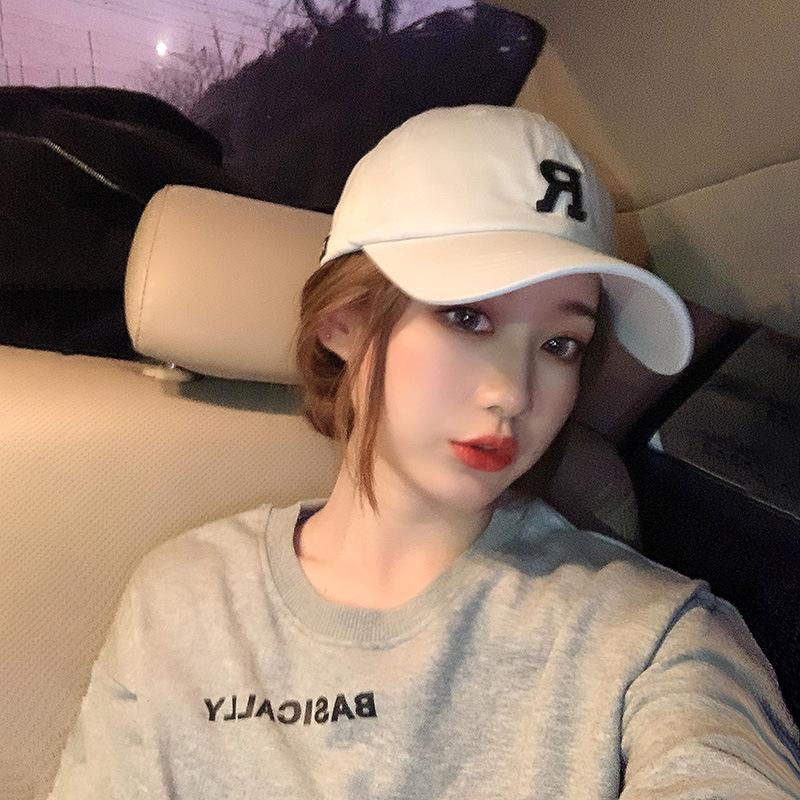 R Standard Baseball Cap Women's Big Head Circumference, Thin Face, Versatile Sports Hat Men's Cap Tide