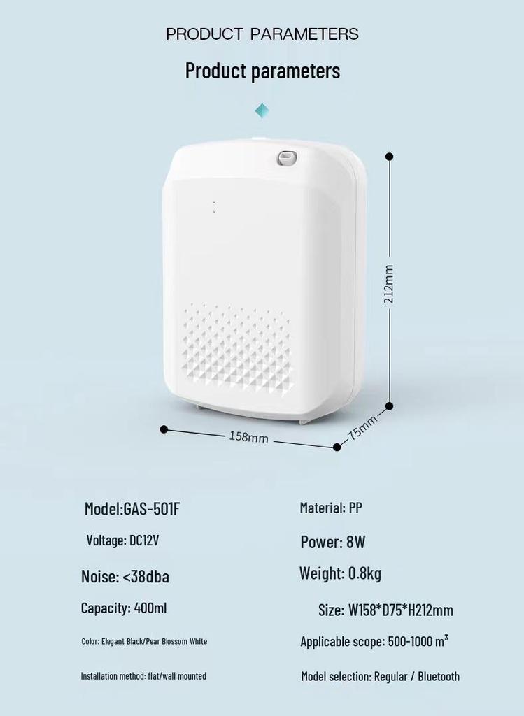 Wall-Mounted Bluetooth Aroma Diffuser with Smart Control and Automatic Spray