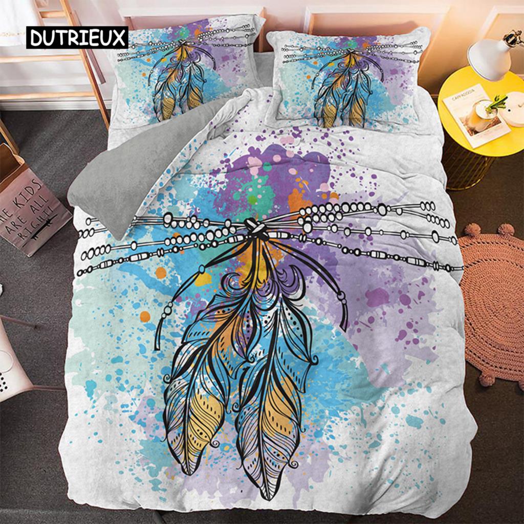 Psychedelic Bohemian Dreamcatcher Bedding Set Single King Queen Size Duvet Cover With
