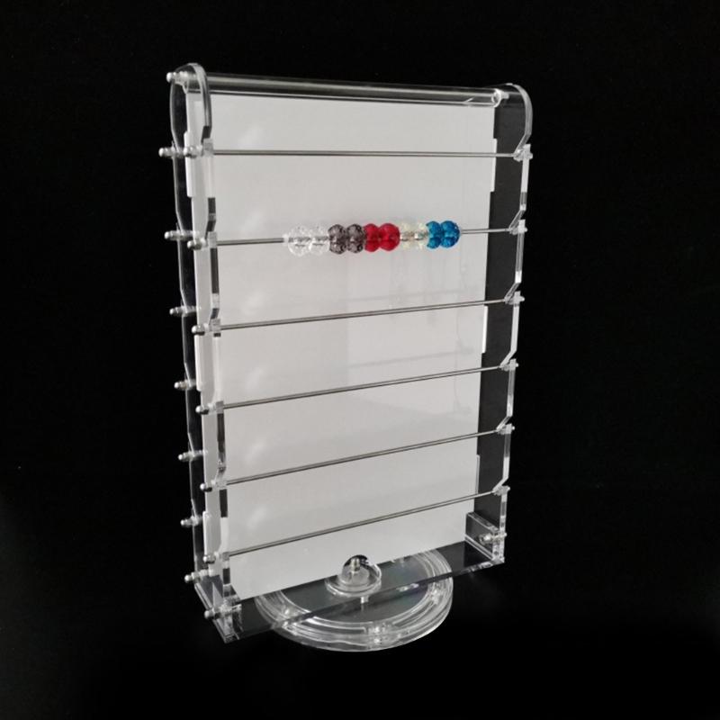 Practical Bead Display Holder Acrylic Jewelry Display Stand Double Sided Rotating Bead Rack for Retail and Exhibition