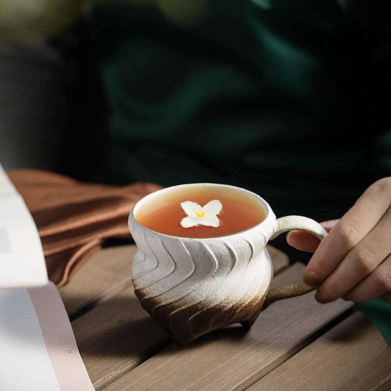 Coarse Pottery Coffee Cup Creative Thread Ceramic Retro Mug Handmade Kiln Cup Household
