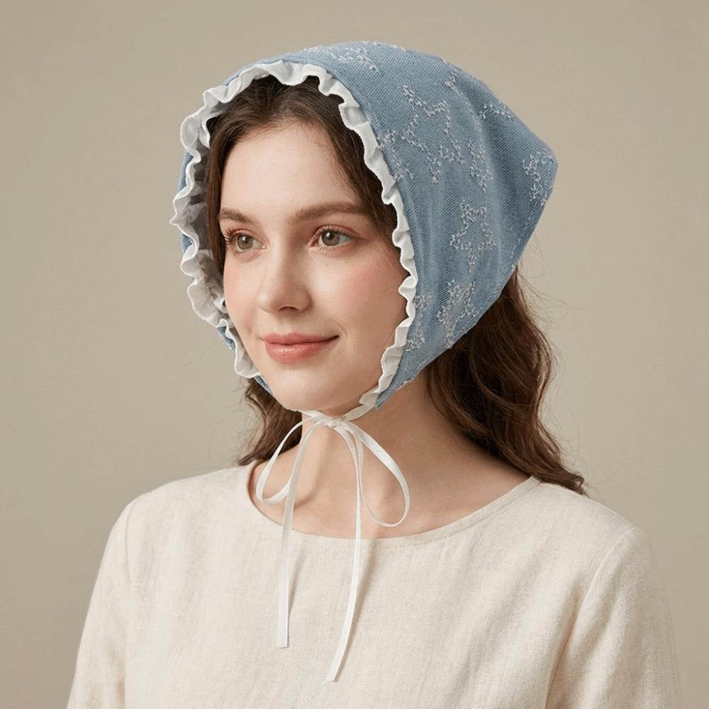 Turban Triangle Scarf Lace Strap Headscarf Retro Star Hair Scarf  Travel