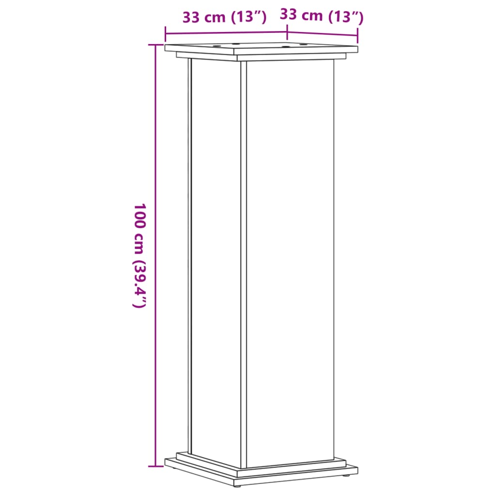 Plant Stand Smoked Oak 33x33x100 cm Wood Based Material