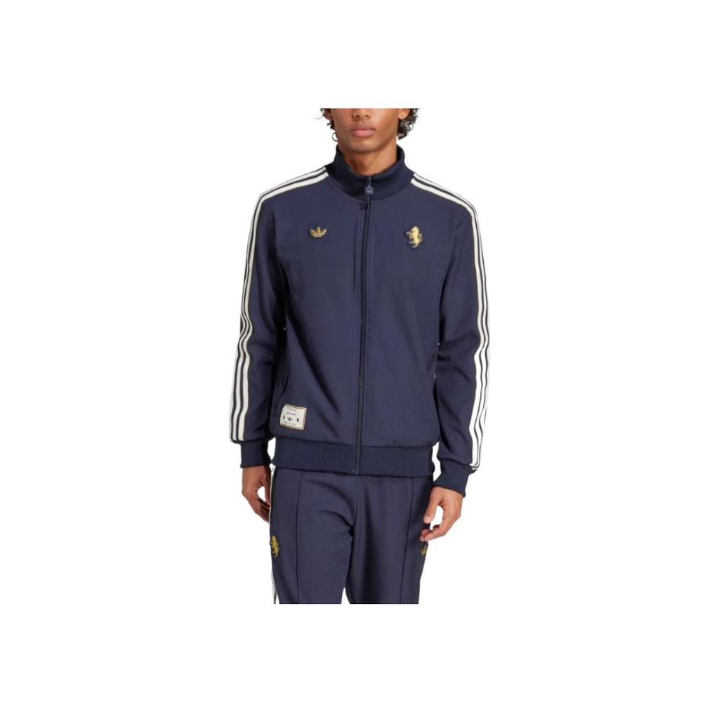 Adidas Originals X Juventus Collaboration Striped Comfortable Soft Versatile Slim Jacket Men Jacket Legendary-Black JF0459