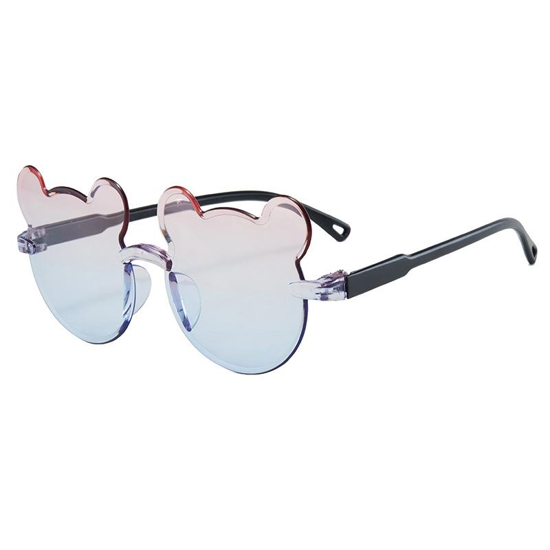 Cute Bear Shape Kids Sunglasses UV400 Protection Rimless Gradient Sun Glasses for Boys Girls Children Outdoor Anti-UV Eyewear