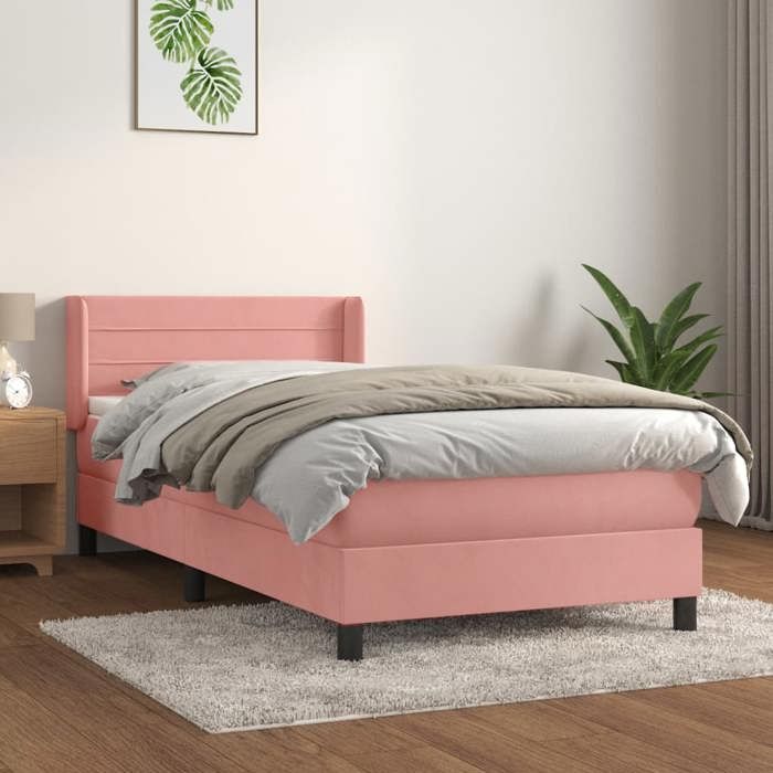 3130990 vidaXL Lit à sommier tapissier et matelas Rose 80x200 cm Velours
