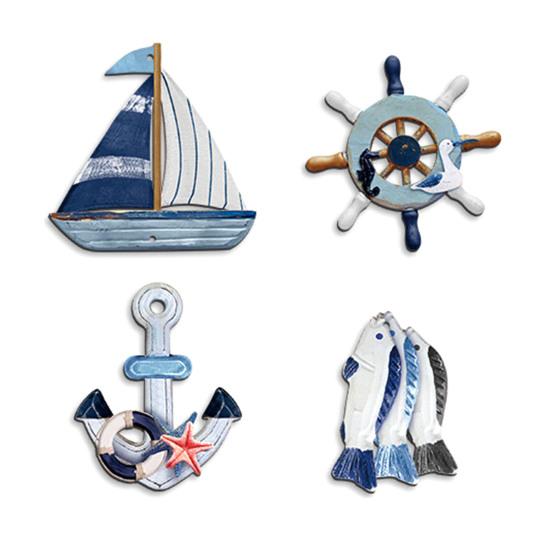 Wood Fish Wall Decor Rustic Coastal Beach Blue Fish Wall Art Nautical Wall Hanging Sculpture for Lake House Bathroom Bedroom Decor