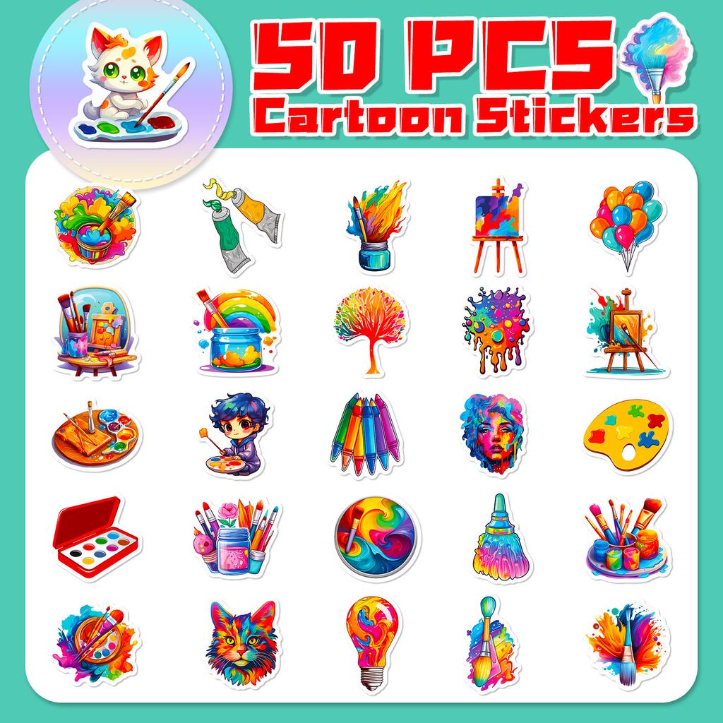50 Painting Stickers Oil Painting Shein Art Fashion Diy Children'S Art Painting Graffiti Stickers