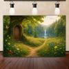 Dreamy Fairy Tale Forest Background, Natural Jungle Forest Wonderland Magic House, Children Birthday Party Photography Backdrop