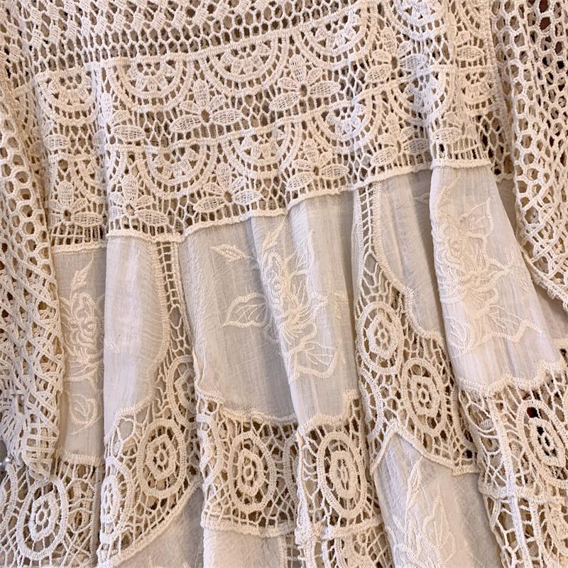 DIMANAF 2025 Summer Women Long Knitted Dress Sleeve Basic Fashion Lace Dresses Loose Dress