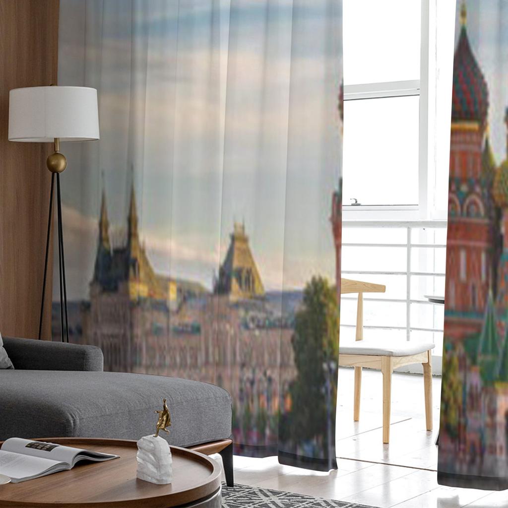 Röda torget Vasilijkatedralen Chiffong Skira Gardiner för Vardagsrum Sovrum Fönstergardin Voiler Tyll Cortinas