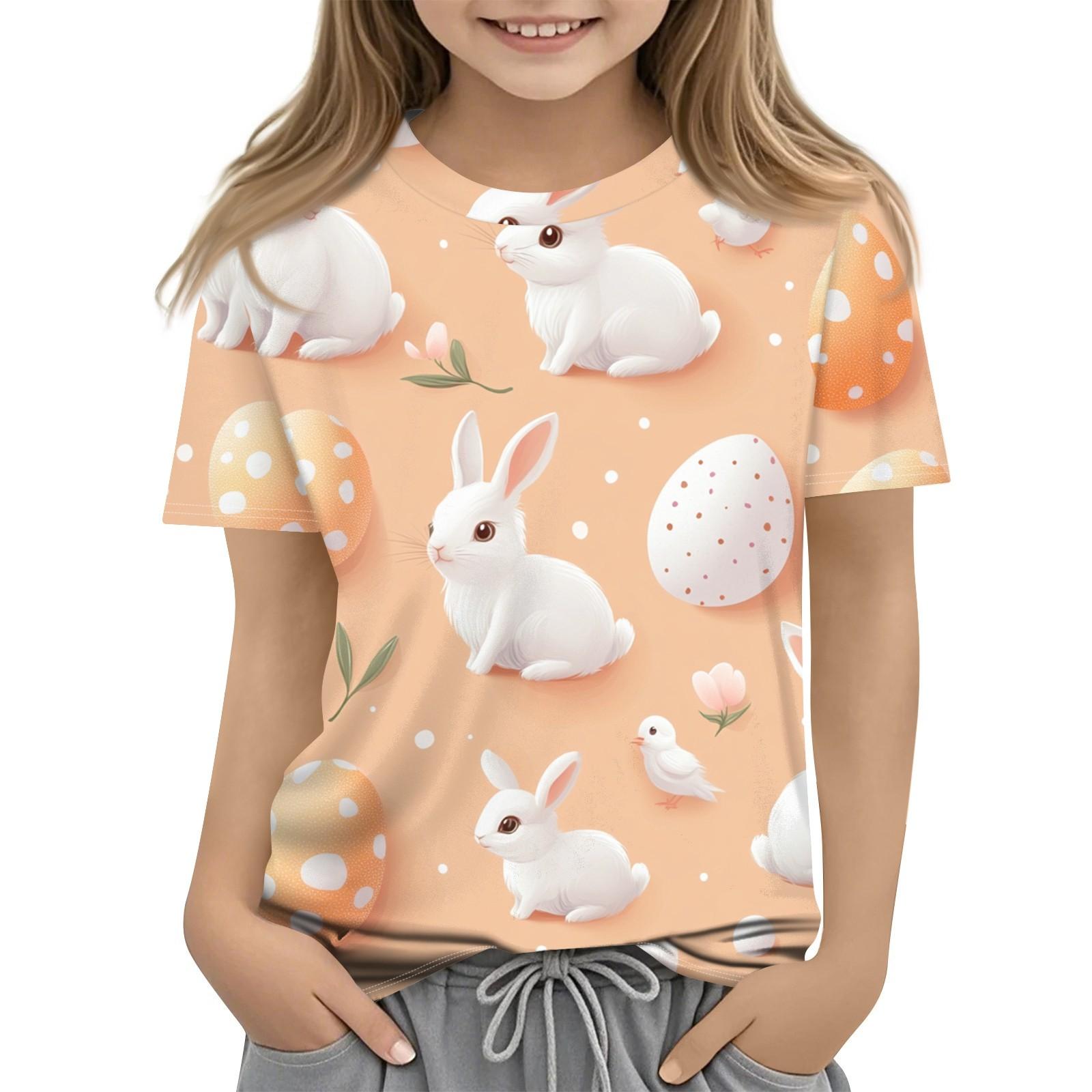 

Детская модная повседневная футболка с коротким рукавом и принтом в виде Пасхи и круглым вырезом 110