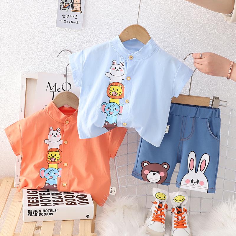 Tenue d'été à manches courtes pour petit garçon: Ensemble deux pièces mignon et beau