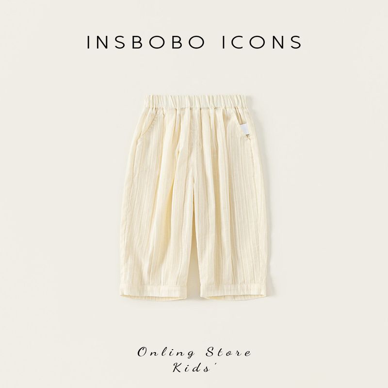 Insbobo Children s Pants Boys  Mosquito-Proof Pants Summer Girls  Air-Conditioning Pants Baby Casual Pants Summer Children s Thin Clothing Rice White 90