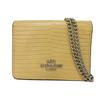 Used 9726 Chain Mini Wallet CR372 7941 Lizard 2-Way Card Case/Coin Purse, Unused Logo Metal, Pastel Yellow, Unisex from