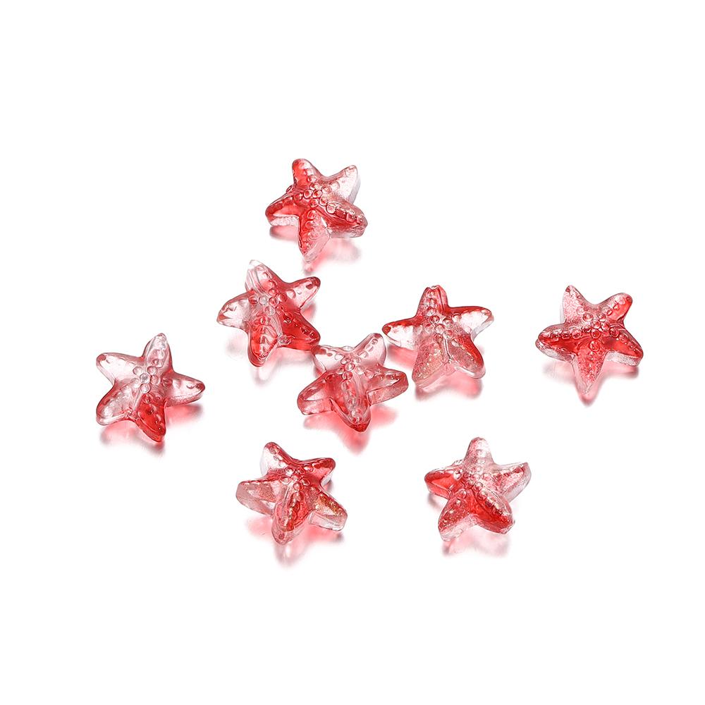 10/20Pcs/Lot 15*15.5mm Glass Starfish Shape Charm Small Loose Beads for DIY Jewelry Making Earrings Bracelet Wholesale
