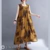 J-Scott Long Dress, Floral Print, A-Line Silhouette, 2-Way, Loose Fit, Brown, JS07-BR-2XL (Limited Stock)