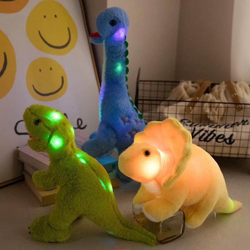Simulated Glowing Dinosaur Doll Plush Toy Cute Tyrannosaurus Rex Triceratops Children's Birthday Gift Doll