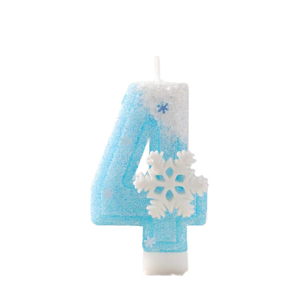 Snowflake Number Birthday Candles for Cake Party Decoration - Handmade for First Birthday