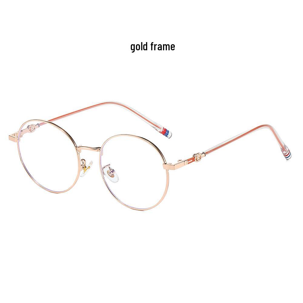 Color-Changing Anti-Blue Light Retro Round Metal Glasses with High-End Feel, Myopia-Compatible Anti-Blue Light