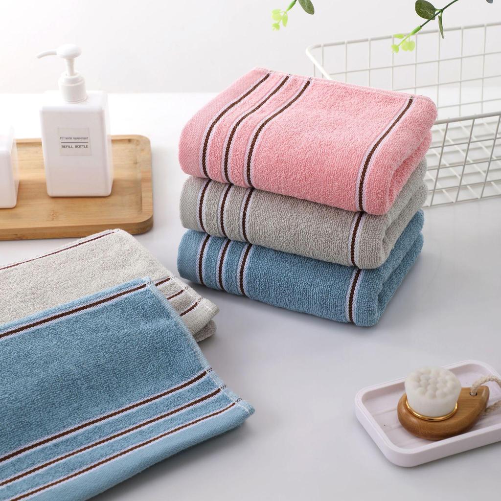 Toalha Facial Listrada Macia e Absorvente - Mistura de Algodão para Uso Doméstico