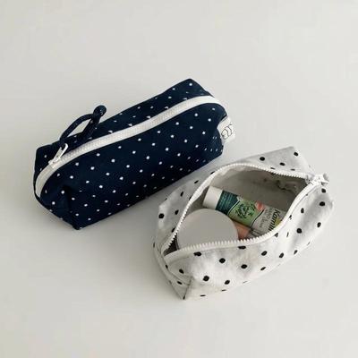 Polka Dot Pattern Pencil Case Large Capacity Soft Touch Stationery Bag for Travel Office School Storage Use