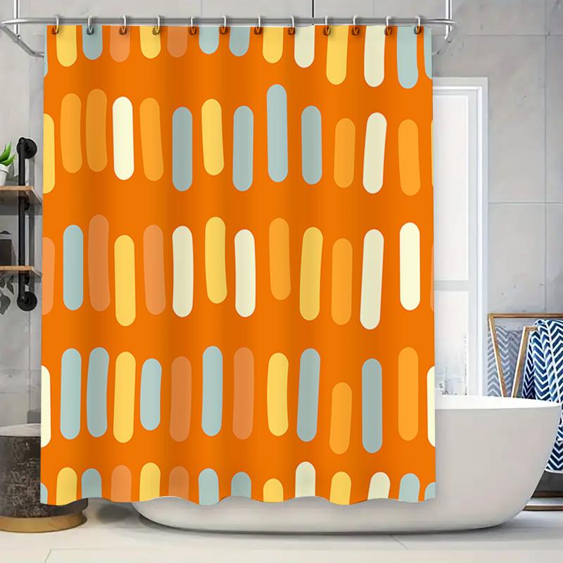 

Modern Bathroom Shower Curtain With Orange Yellow Blue Soft Plush Waterproof Decorative Design For Bathtub Home Decoration Stand W60H190(CM)-1 Pcs