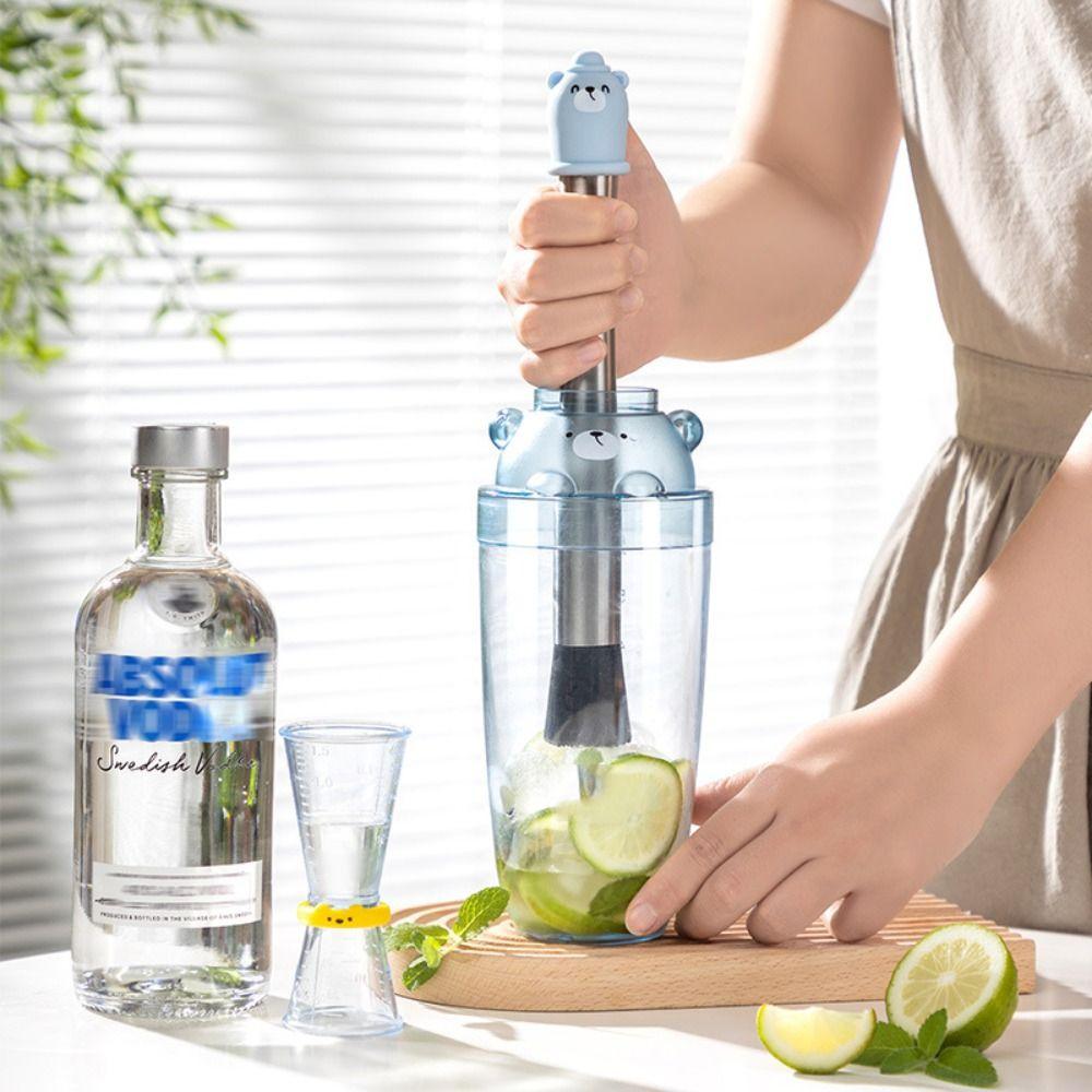 With Scale Shake Bottle Bear Pattern Measure Cup Lemon Crushing Hammer Milk Tea Shop