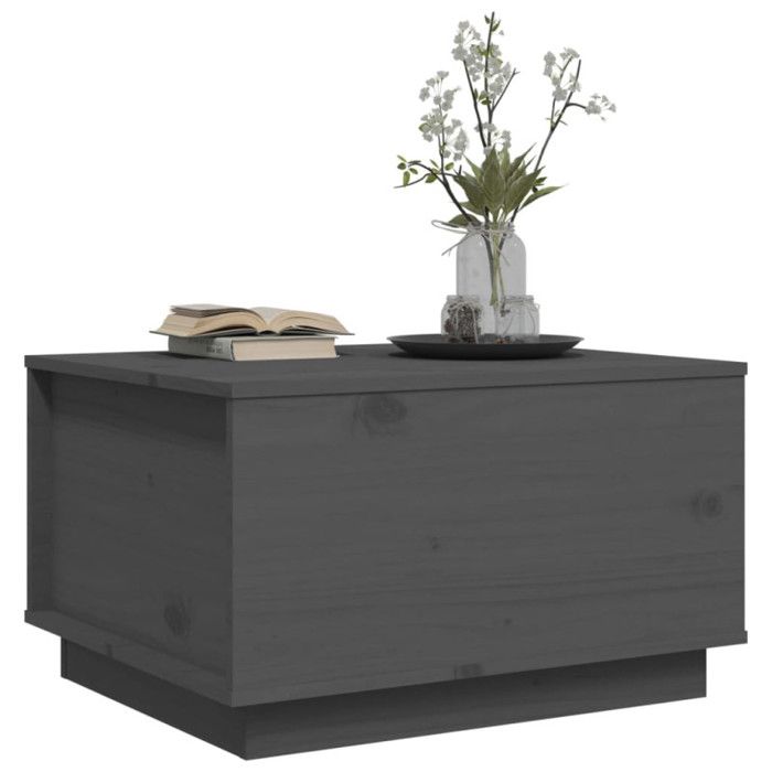 813417 vidaXL Table basse Gris 60x50x35 cm Bois massif de pin